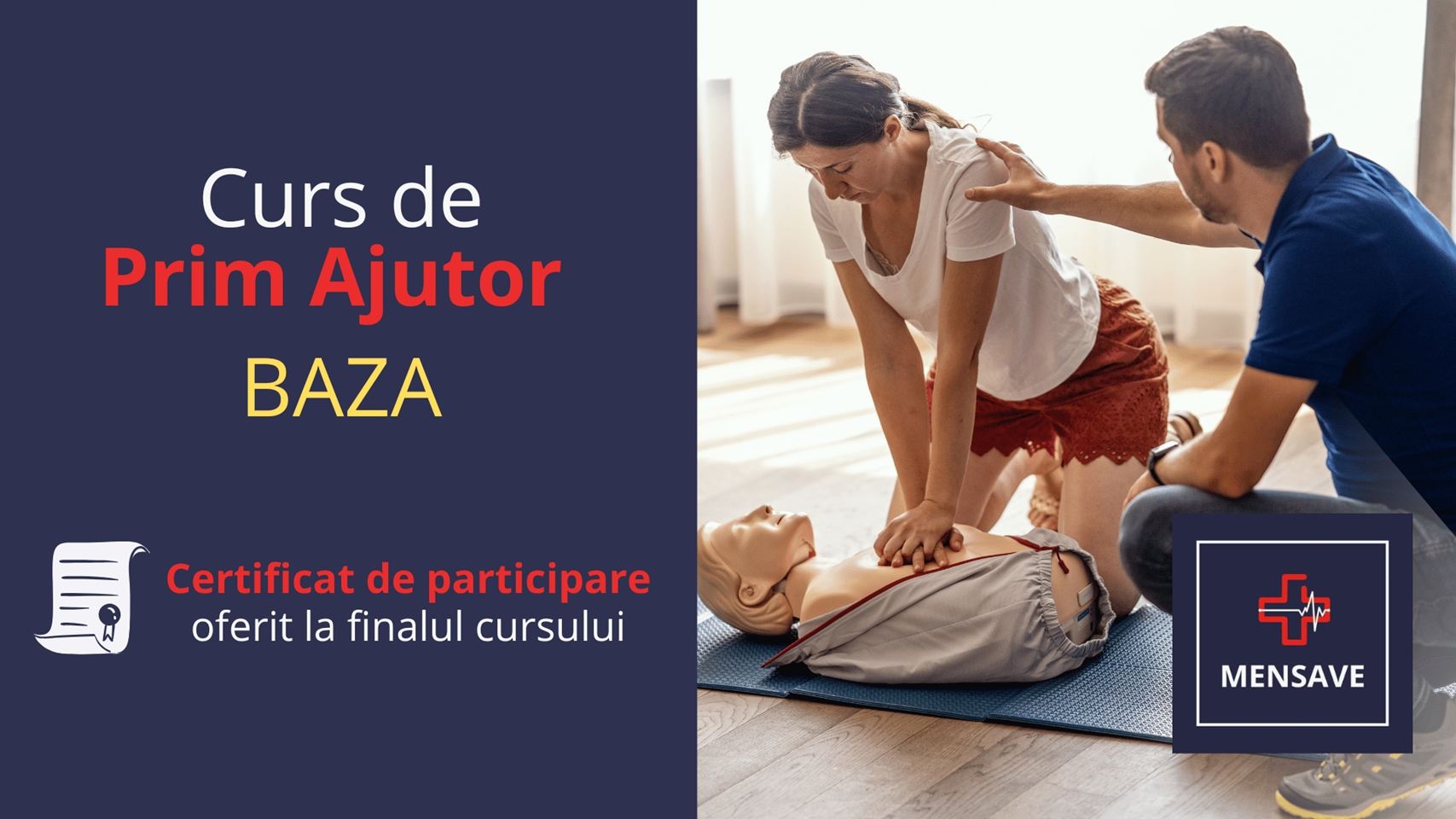 Curs de prim ajutor de BAZĂ la Constanța cu MENSAVE